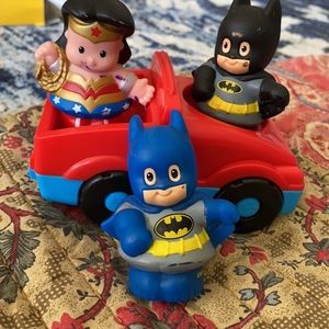 Little people superheroes and car